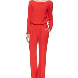 Diane Avon Furstenberg Red Long Sleeve Jumpsuit